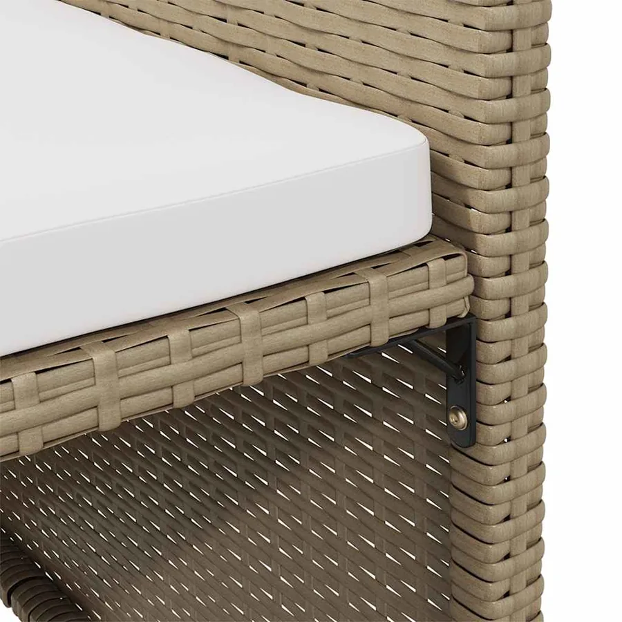 Chaises de jardin avec coussins lot de 4 Résine tressée Beige - 9