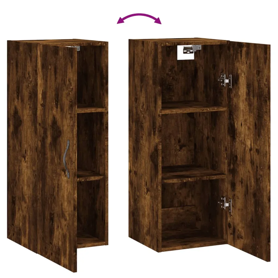 Armoire murale chêne fumé 34,5x34x90 cm bois d'ingénierie - 9