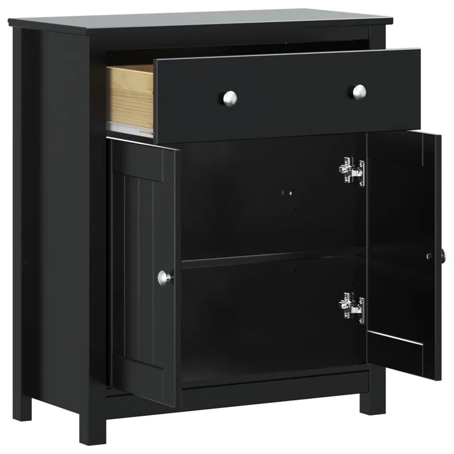 Armoire de salle de bain BERG noir 69,5x34x80 cm pin massif - 4
