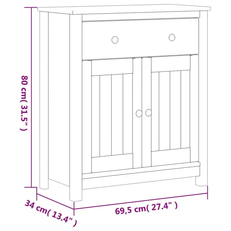 Armoire de salle de bain BERG noir 69,5x34x80 cm pin massif - 8