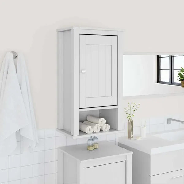 Armoire murale de salle de bain BERG blanc bois de pin massif