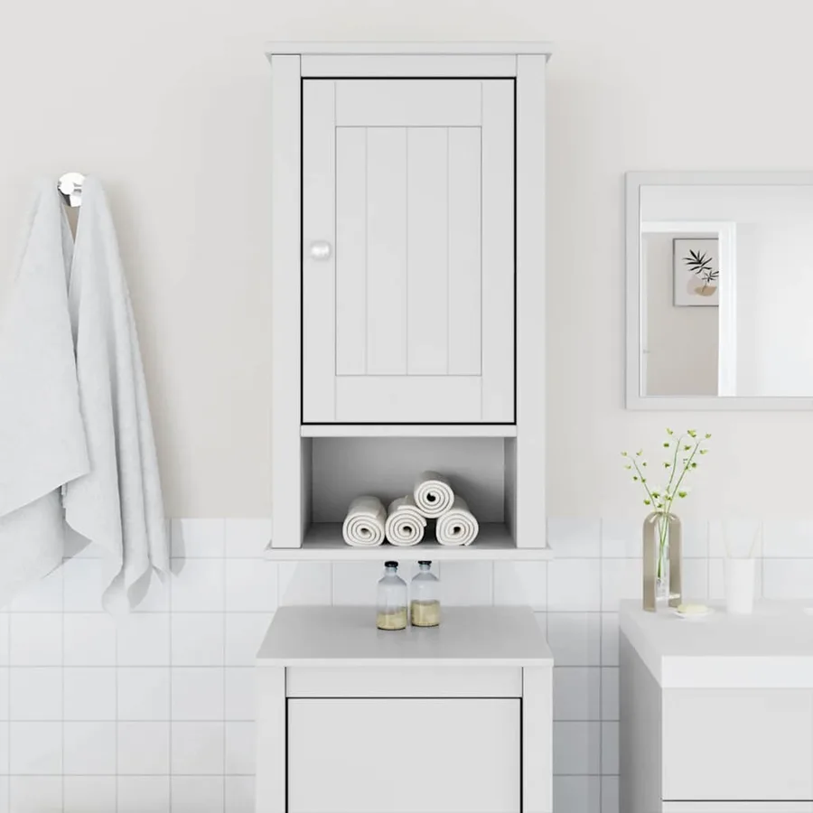 Armoire murale de salle de bain BERG blanc bois de pin massif - 3