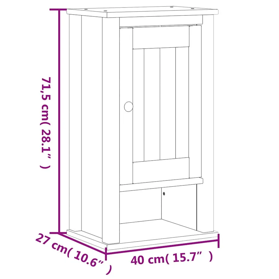 Armoire murale de salle de bain BERG blanc bois de pin massif - 9