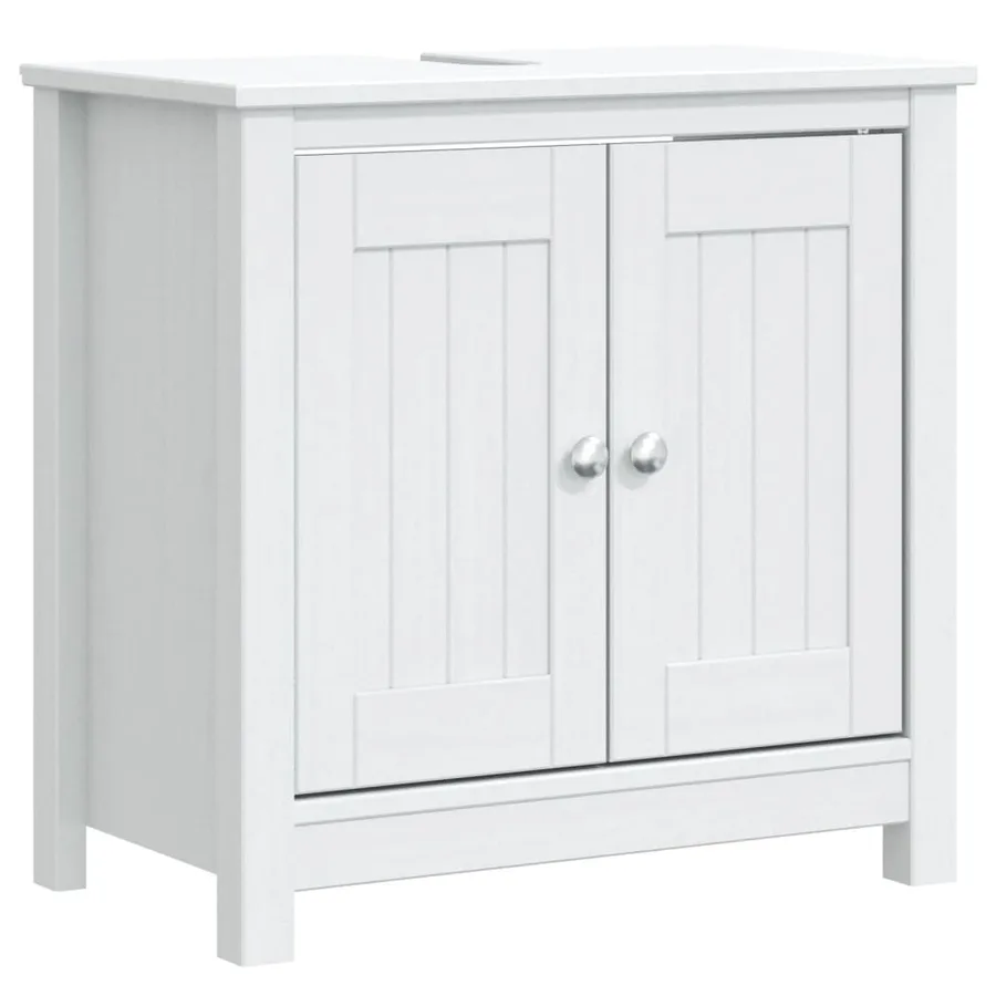 Meubles de salle de bain 2 pcs BERG blanc bois de pin massif - 3