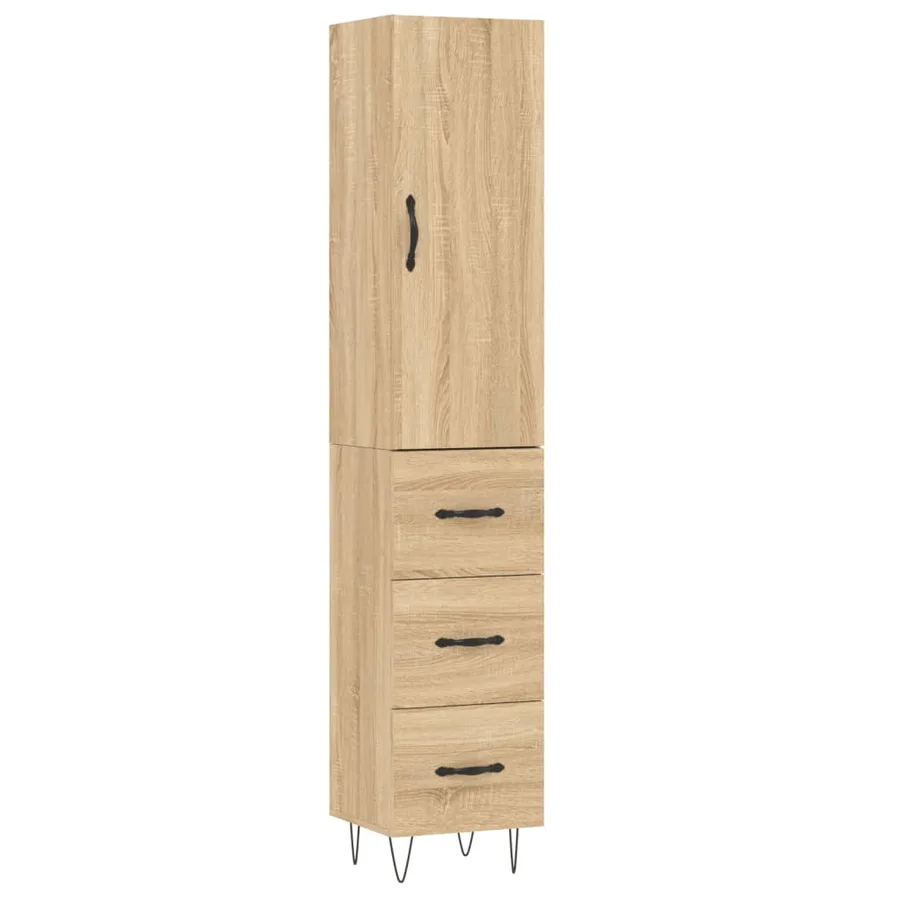 Buffet haut Chêne sonoma 34,5x34x180 cm Bois d'ingénierie - 2