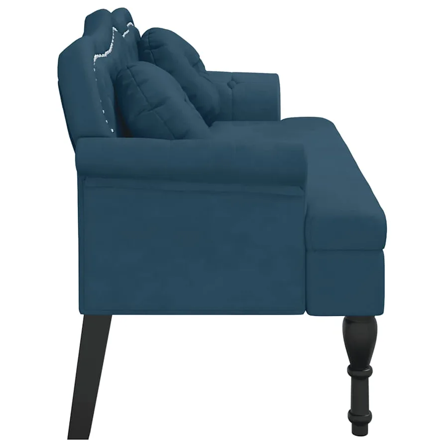 Banc avec coussins bleu 120,5x65x75 cm velours - 4