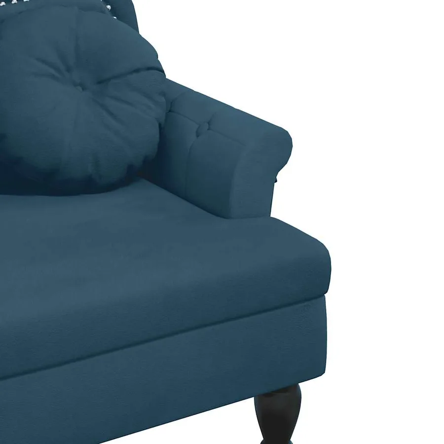 Banc avec coussins bleu 120,5x65x75 cm velours - 6