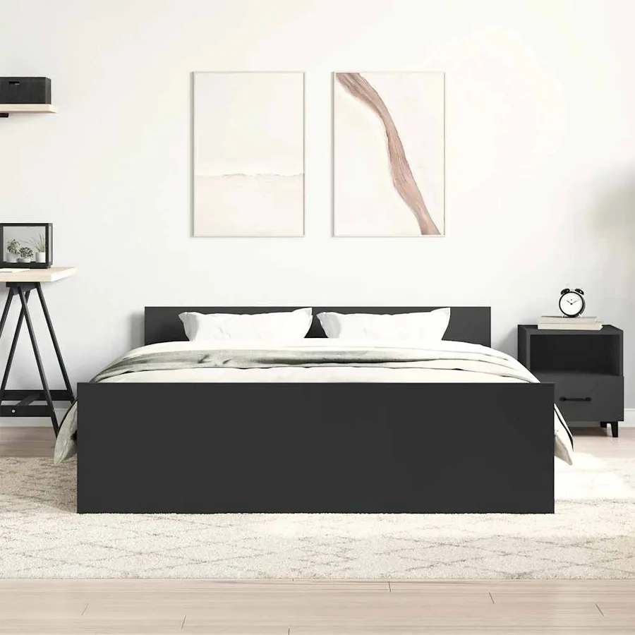 Cadre de lit sans matelas noir 120x190 cm - 3