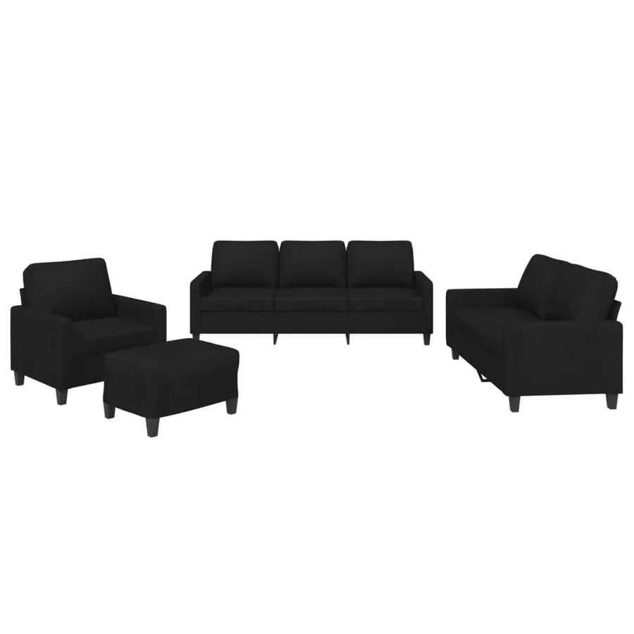 Ensemble de canapés 4 pcs avec coussins Noir Tissu - 2