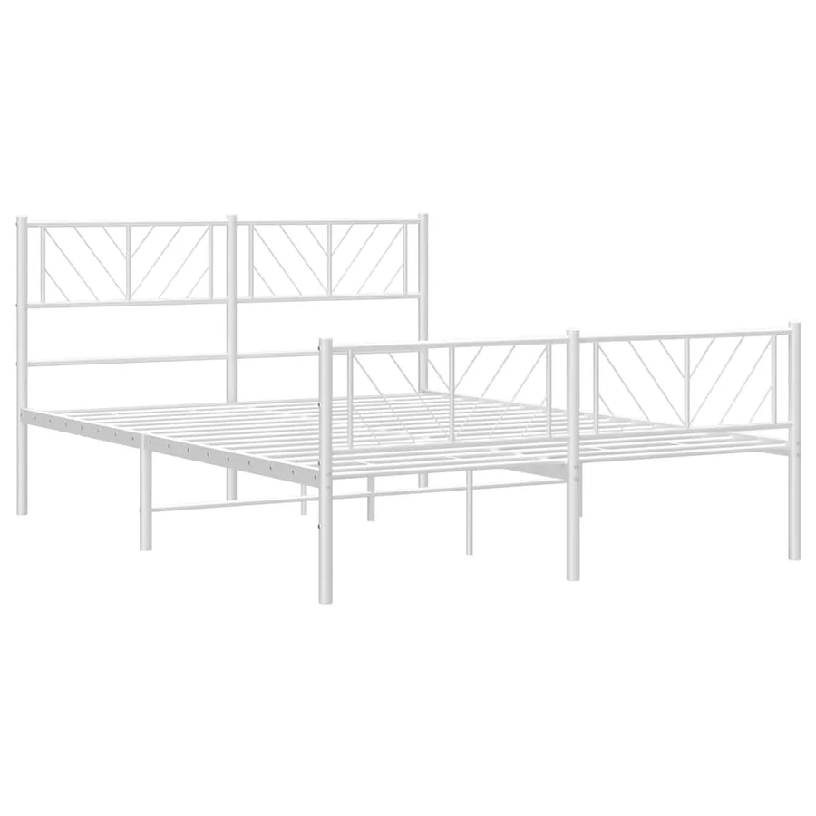 Cadre de lit métal sans matelas et pied de lit blanc 135x190 cm - 5
