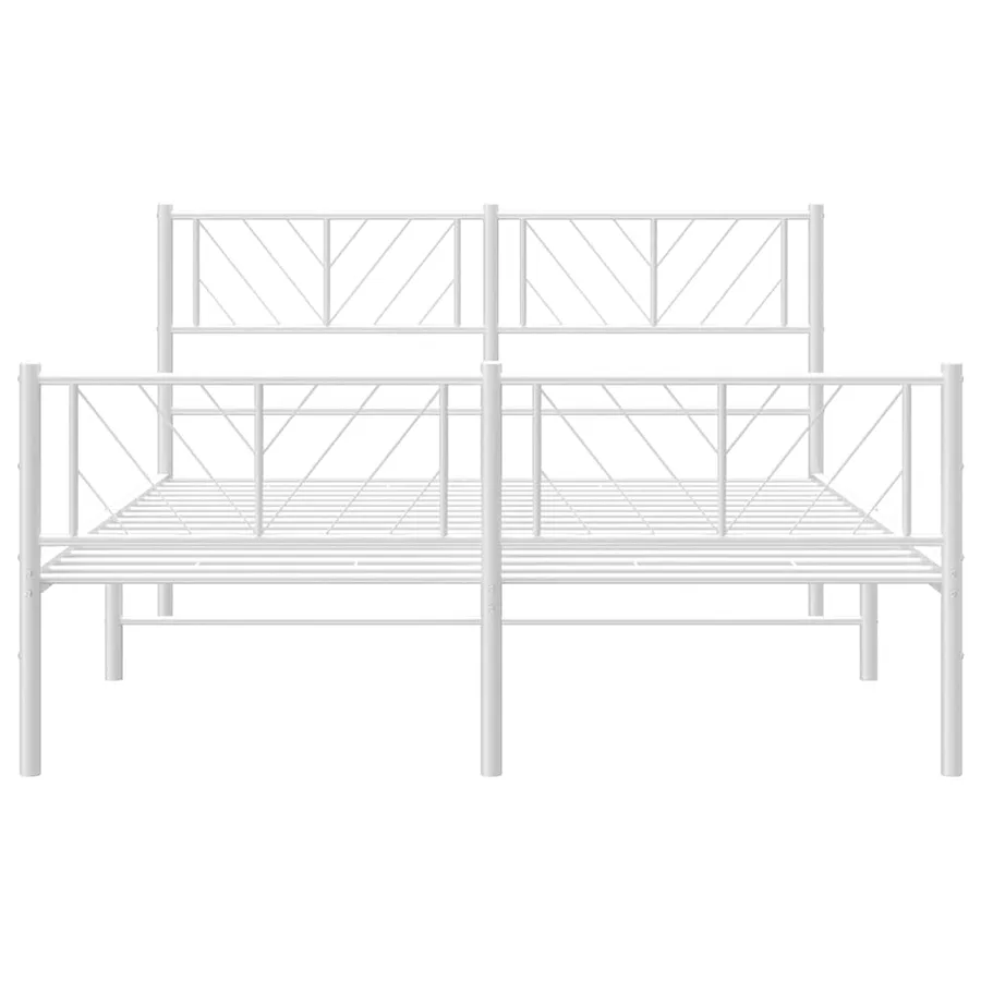 Cadre de lit métal sans matelas et pied de lit blanc 135x190 cm - 6