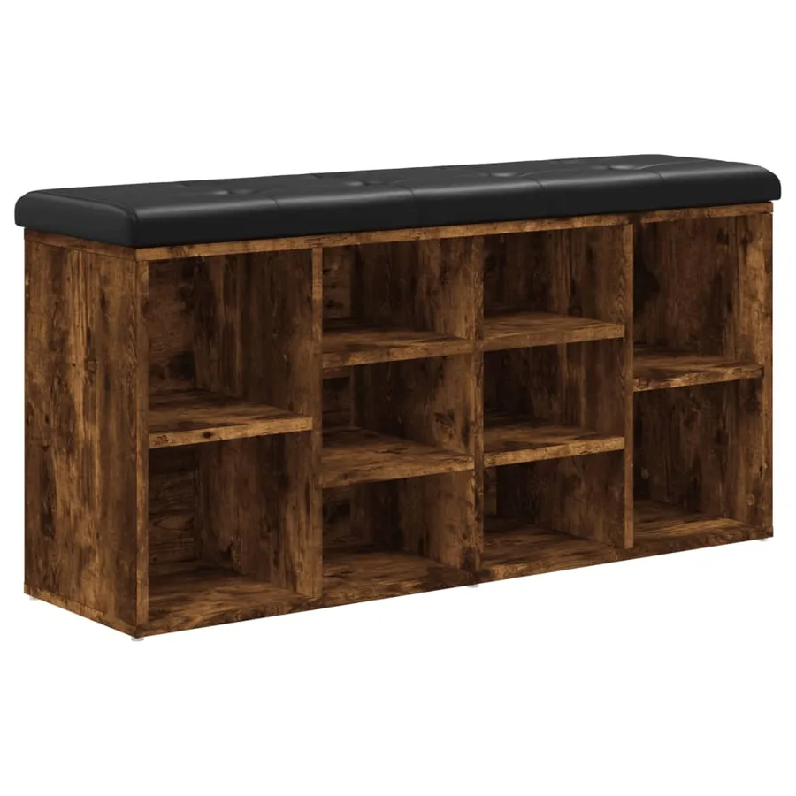 Banc à chaussures chêne fumé 102x32x50 cm bois d'ingénierie - 2