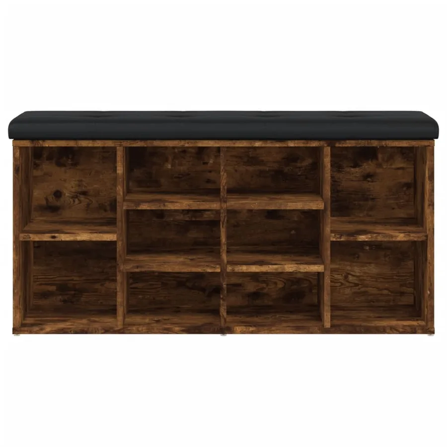 Banc à chaussures chêne fumé 102x32x50 cm bois d'ingénierie - 4