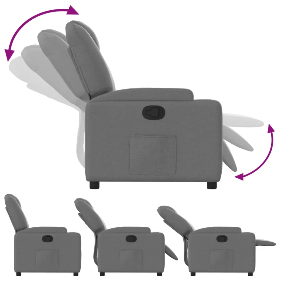 Fauteuil inclinable en tissu gris foncé - 4