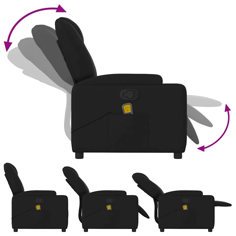 Fauteuil inclinable de massage en tissu noir - 5