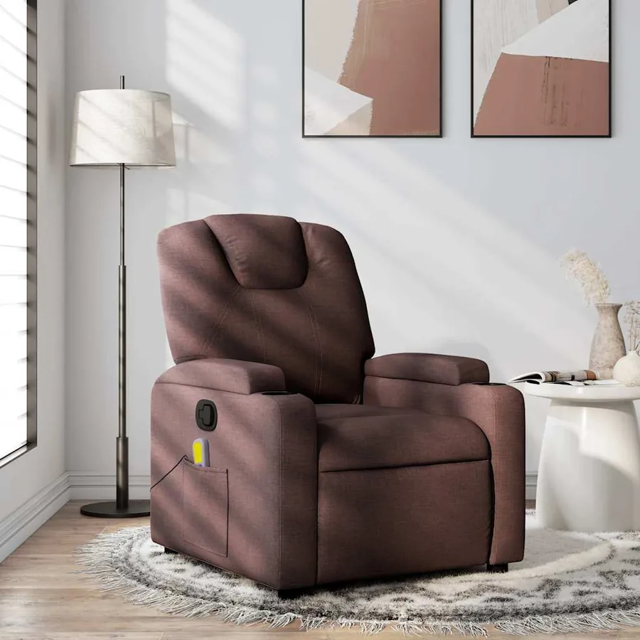 Fauteuil de massage inclinable Marron foncé Tissu
