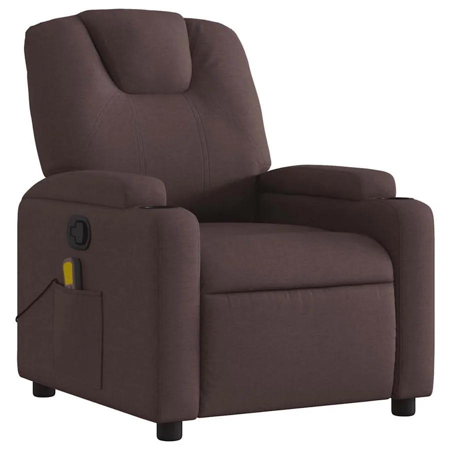 Fauteuil de massage inclinable Marron foncé Tissu - 3