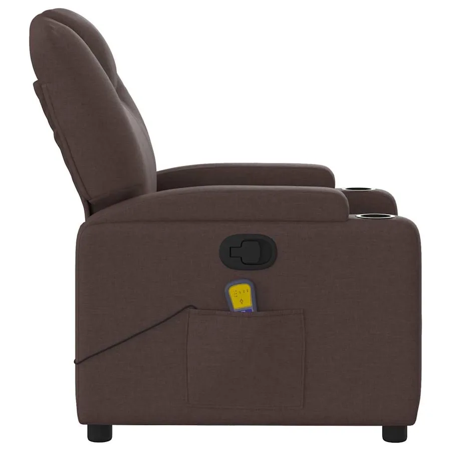 Fauteuil de massage inclinable Marron foncé Tissu - 5