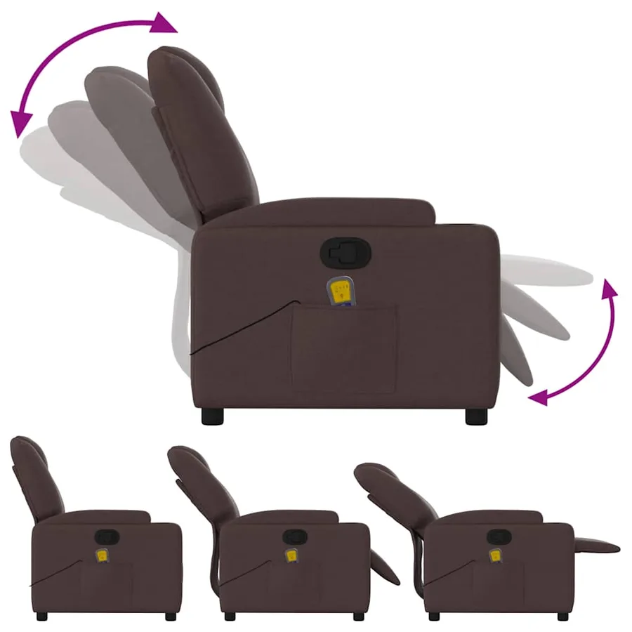 Fauteuil de massage inclinable Marron foncé Tissu - 7