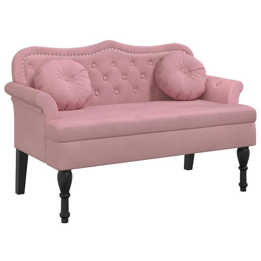 Banc avec coussins rose 120,5x65x75 cm velours - 2