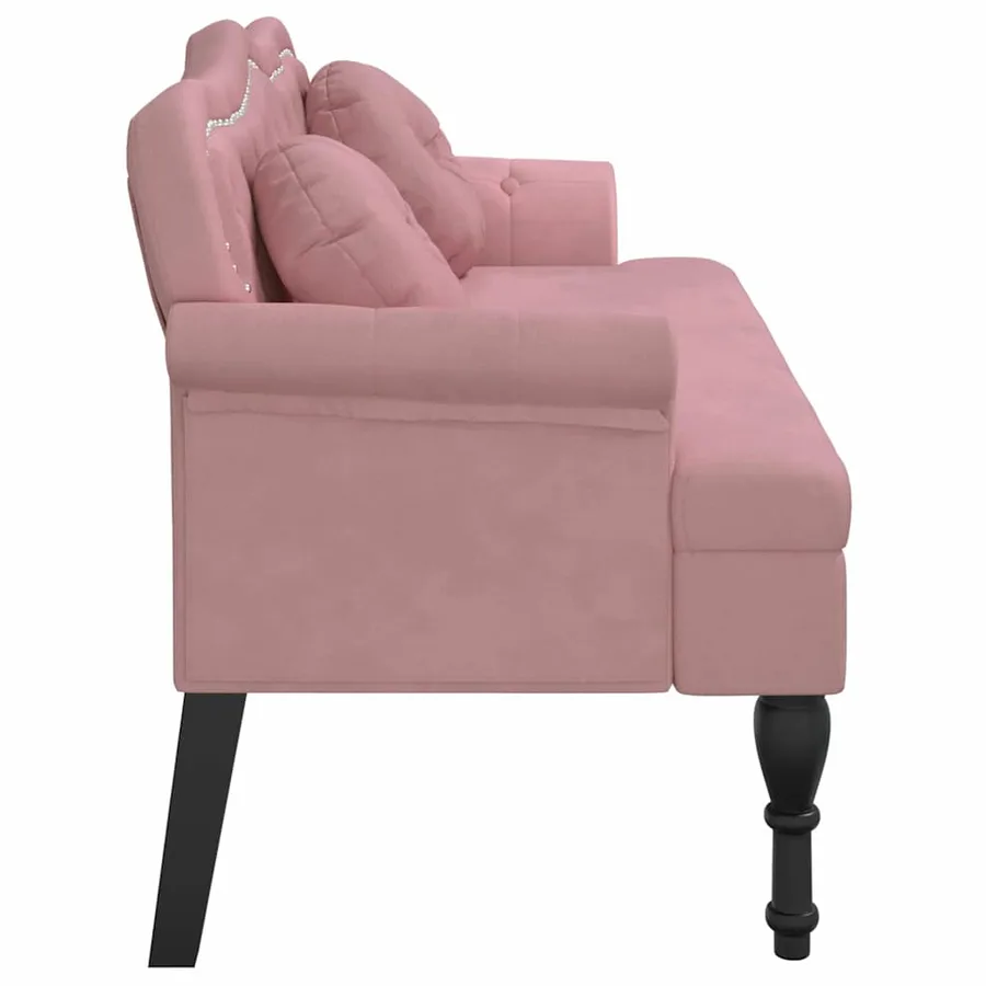 Banc avec coussins rose 120,5x65x75 cm velours - 4