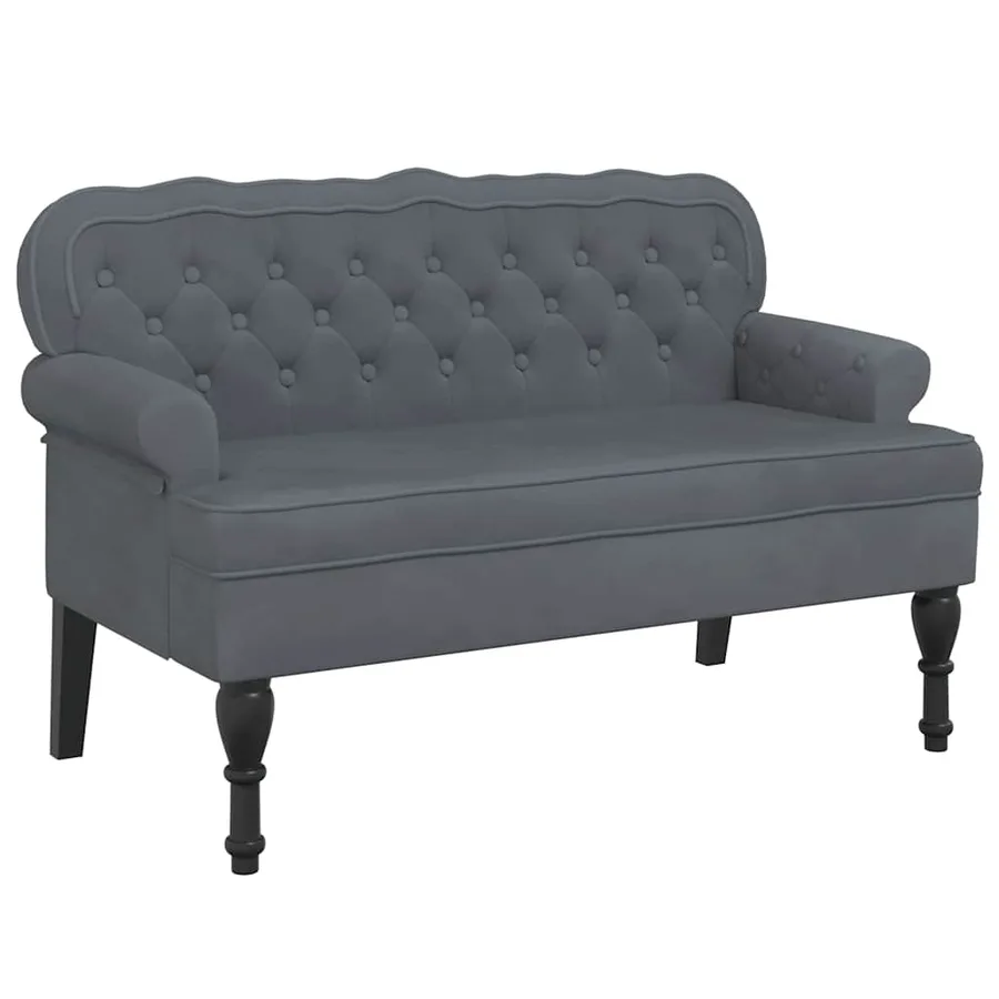 Banc avec dossier gris foncé 119,5x64,5x75 cm velours - 2
