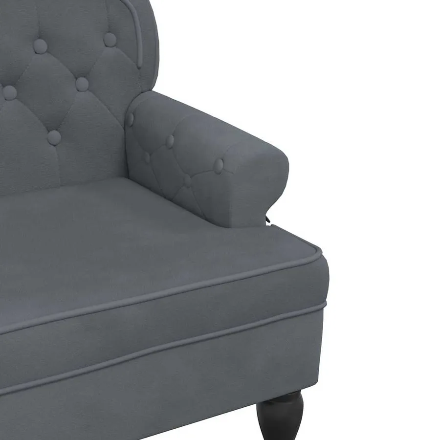 Banc avec dossier gris foncé 119,5x64,5x75 cm velours - 7