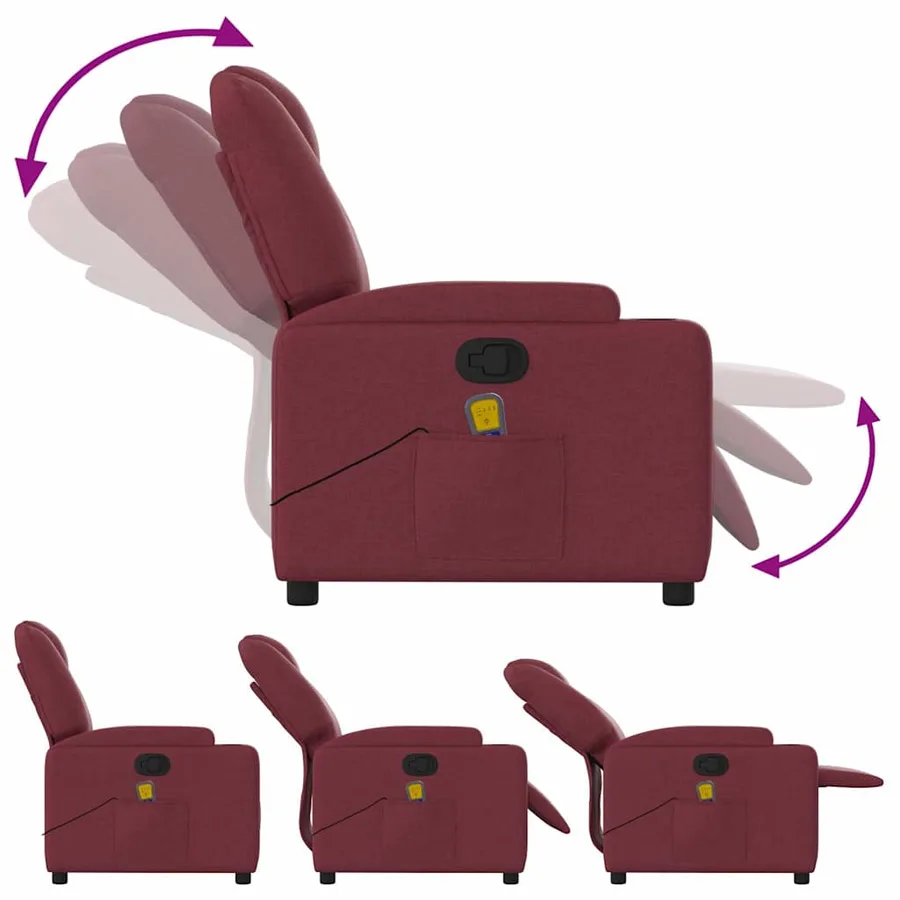 Fauteuil de massage inclinable Rouge bordeaux Tissu - 7