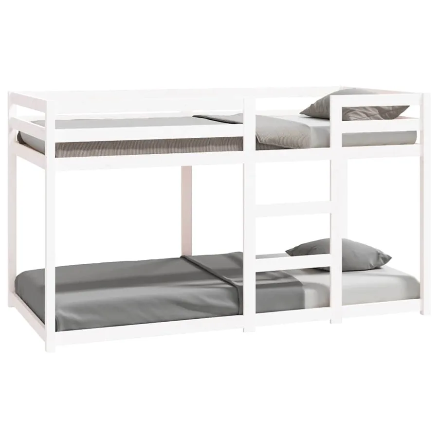 Lit superposé sans matelas blanc 90x190 cm bois de pin massif - 2