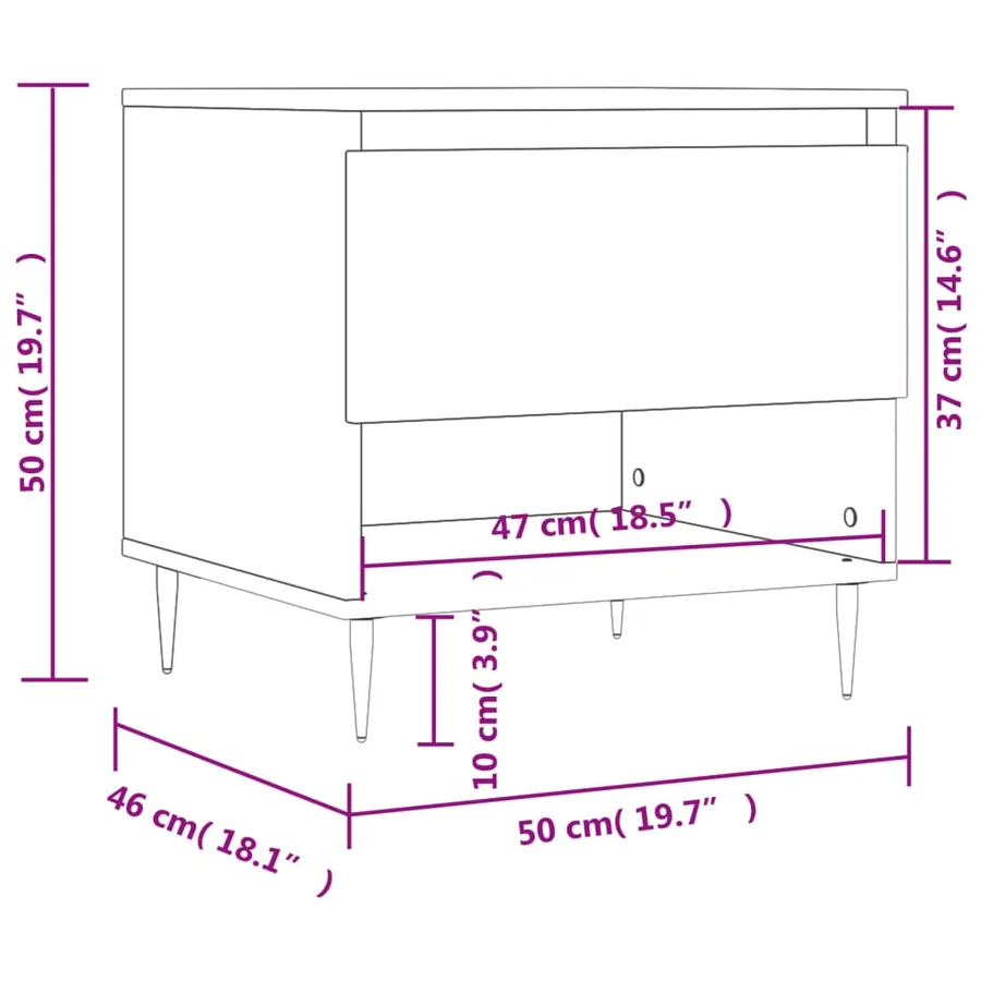 Table basse blanc 50x46x50 cm bois d’ingénierie - 11