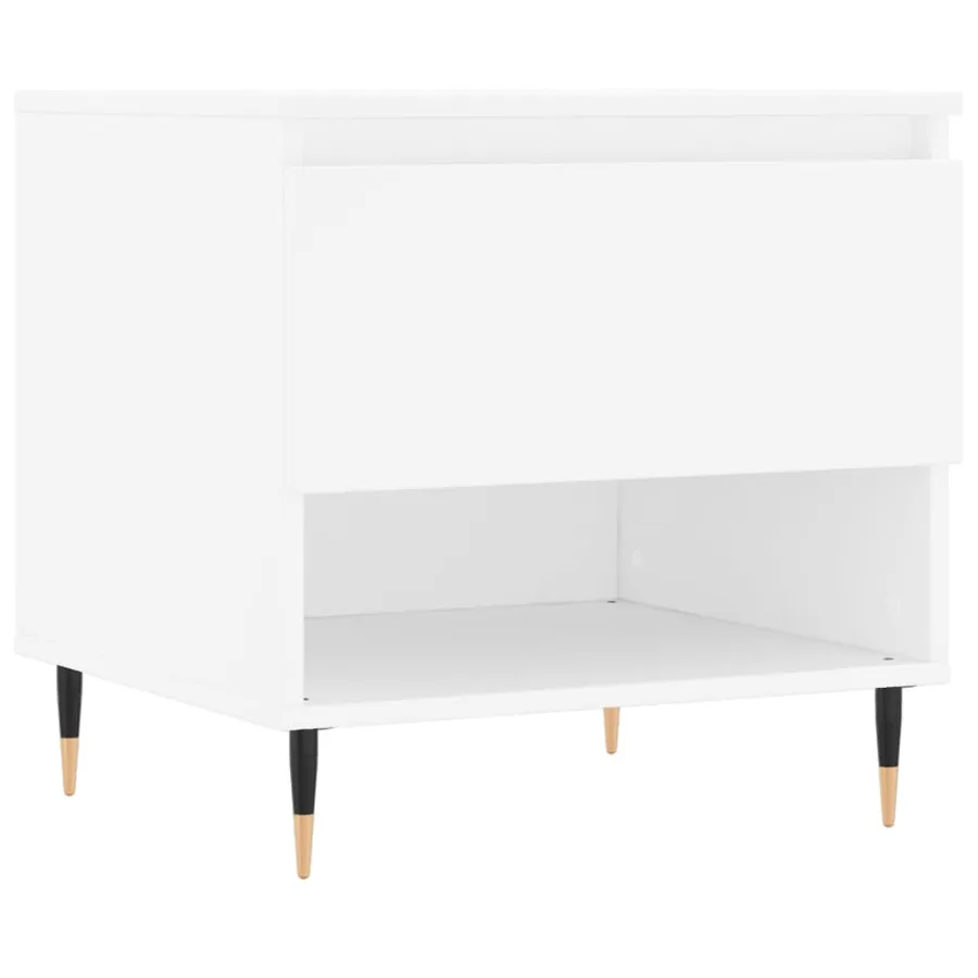 Table basse blanc 50x46x50 cm bois d’ingénierie - 2