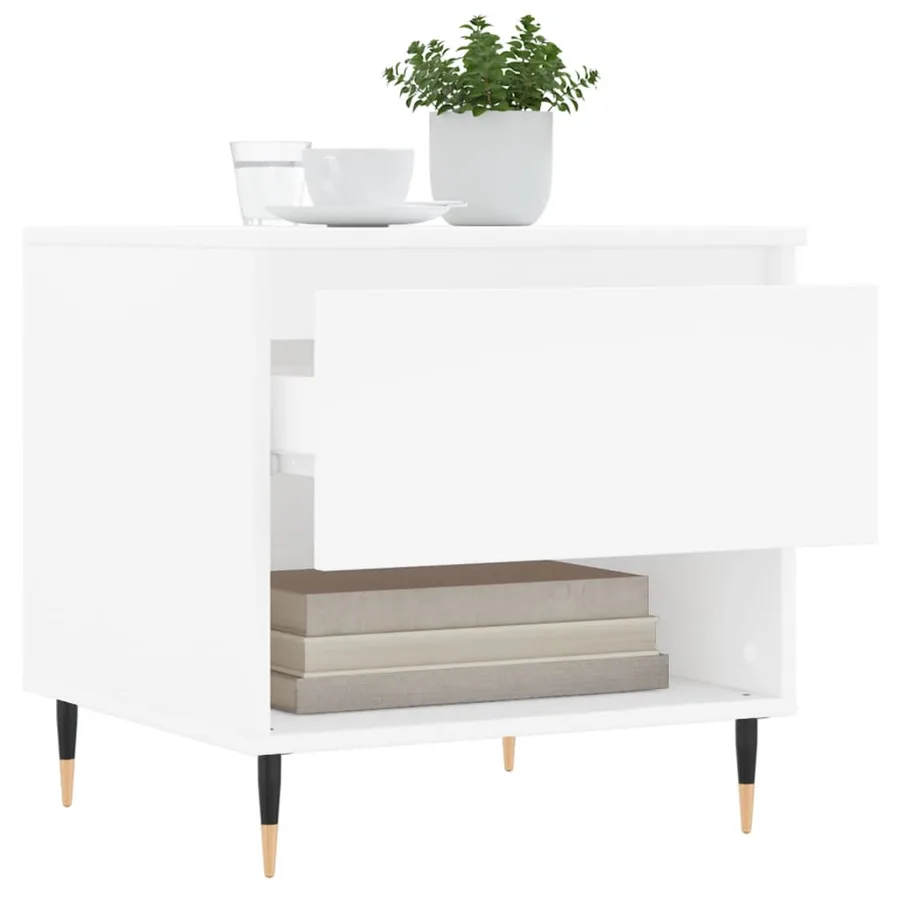 Table basse blanc 50x46x50 cm bois d’ingénierie - 4