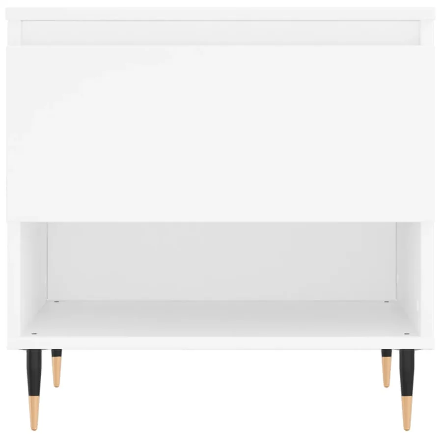 Table basse blanc 50x46x50 cm bois d’ingénierie - 5