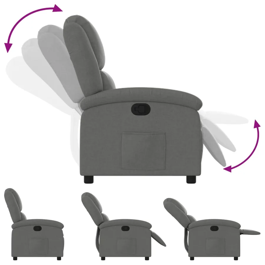 Fauteuil inclinable gris foncé tissu - 4