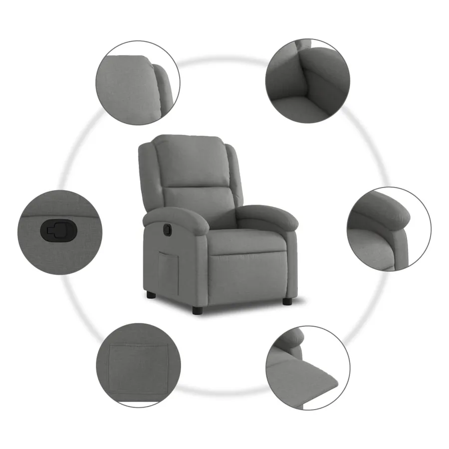 Fauteuil inclinable gris foncé tissu - 5