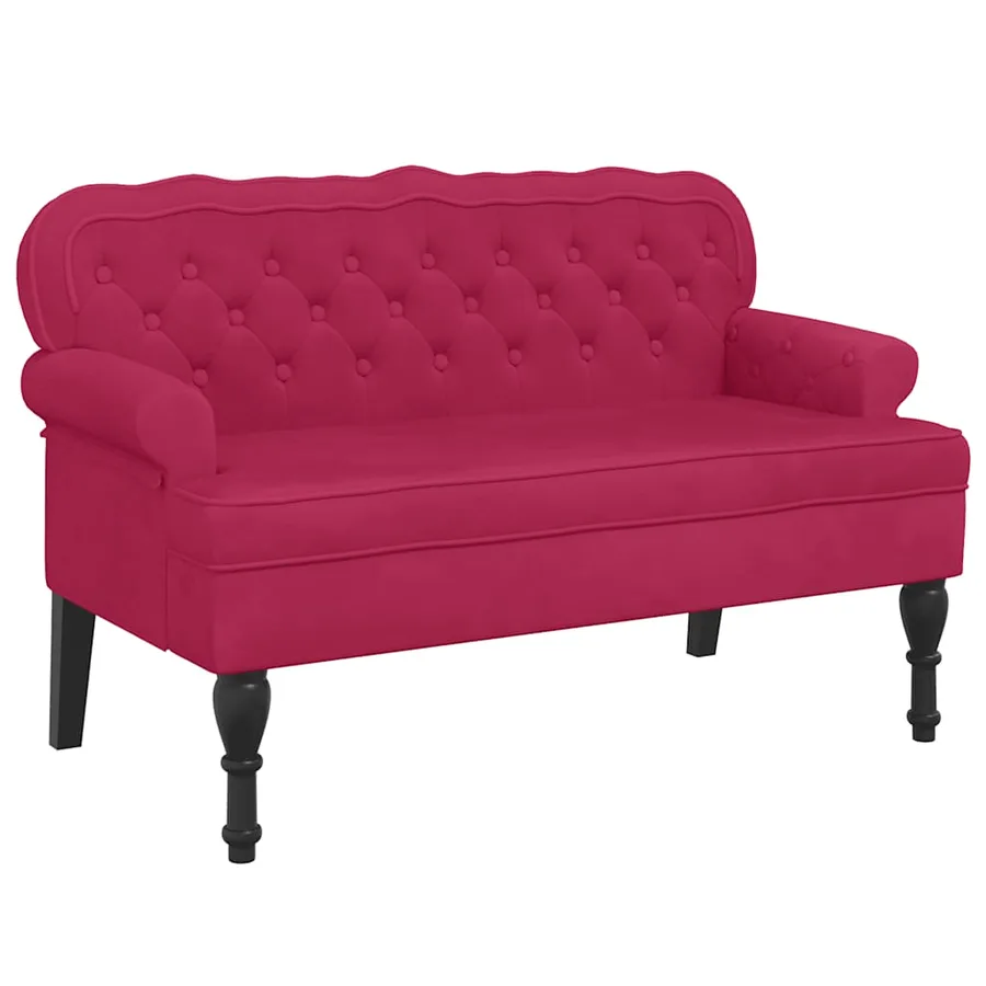 Banc avec dossier bordeaux 119,5x64,5x75 cm velours - 2