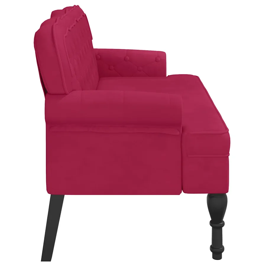 Banc avec dossier bordeaux 119,5x64,5x75 cm velours - 4