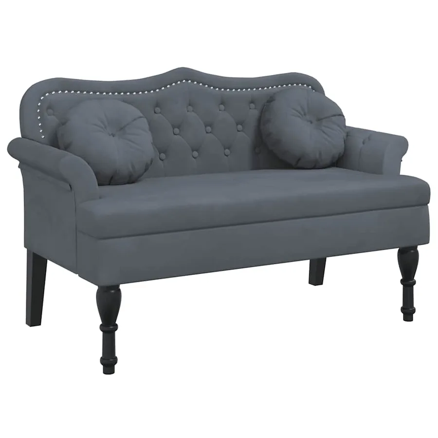 Banc avec coussins Gris foncé 120,5x65x75 cm Velours - 2
