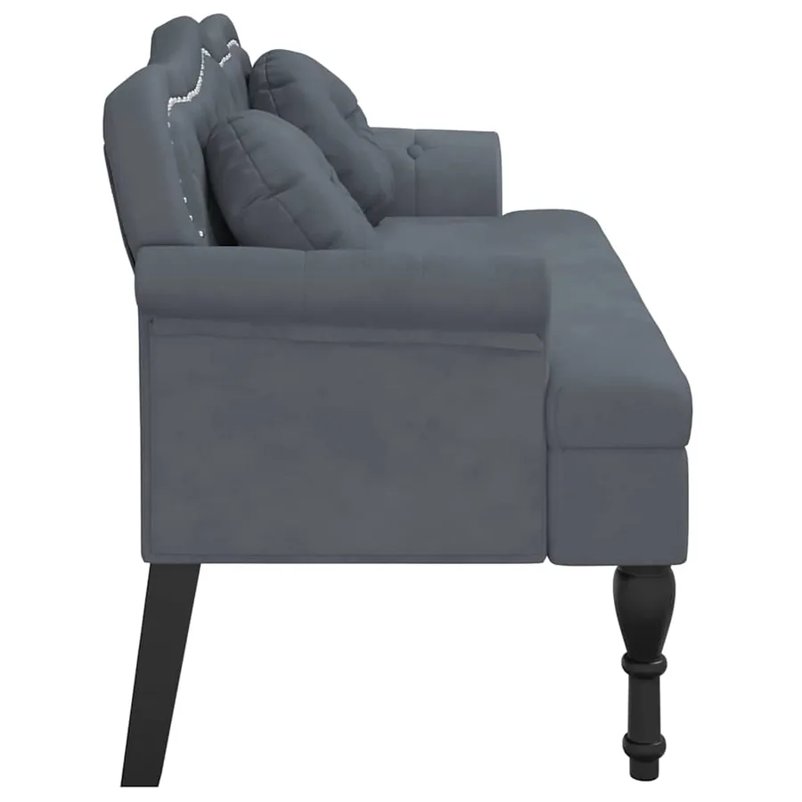 Banc avec coussins Gris foncé 120,5x65x75 cm Velours - 5