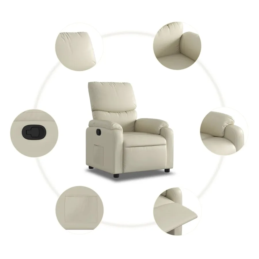Fauteuil inclinable Crème Similicuir - 7