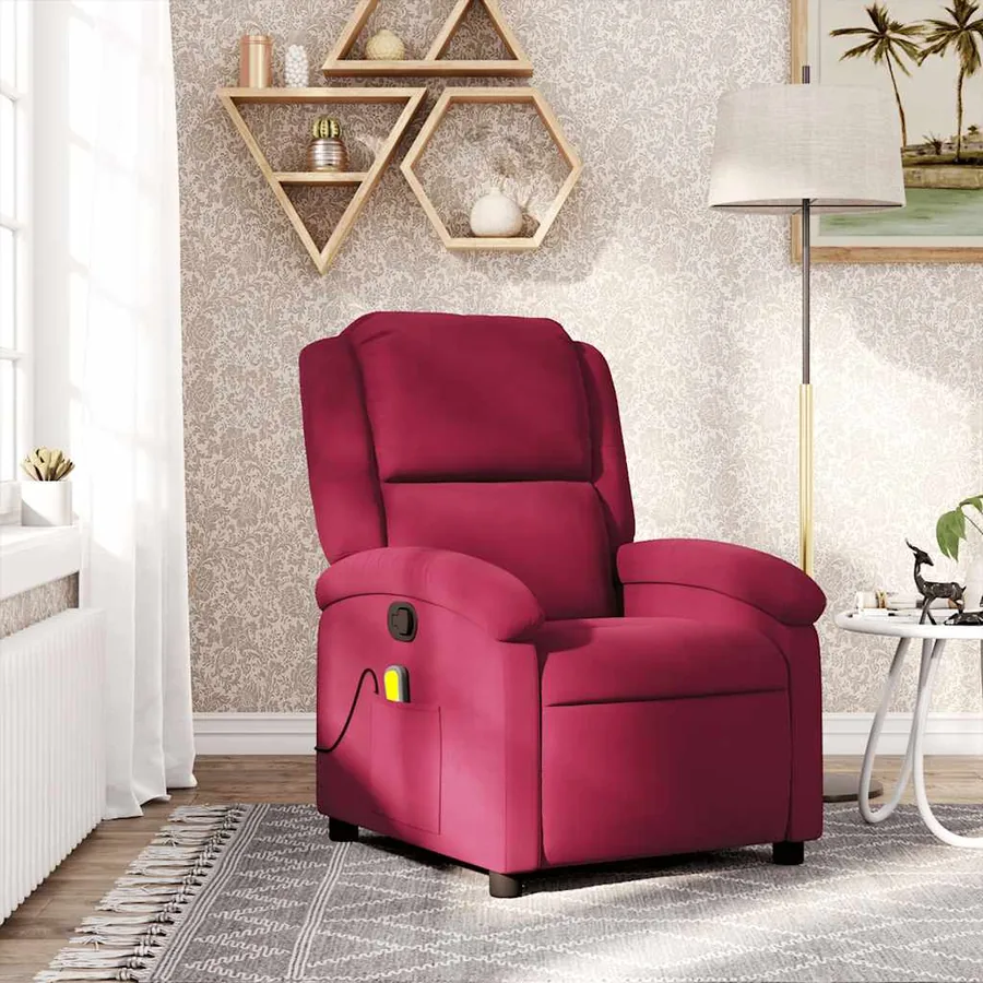 Fauteuil de massage inclinable rouge bordeaux velours