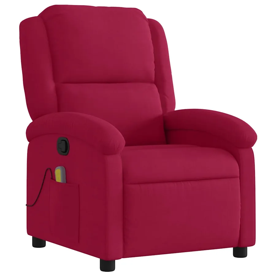 Fauteuil de massage inclinable rouge bordeaux velours - 2