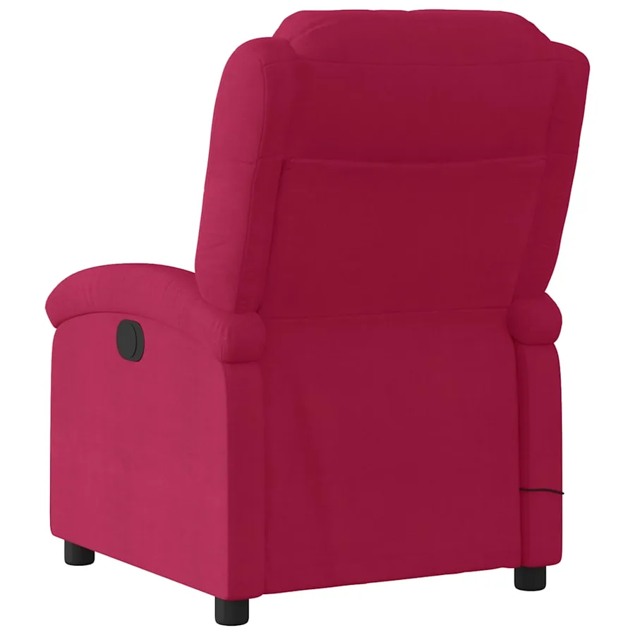 Fauteuil de massage inclinable rouge bordeaux velours - 5