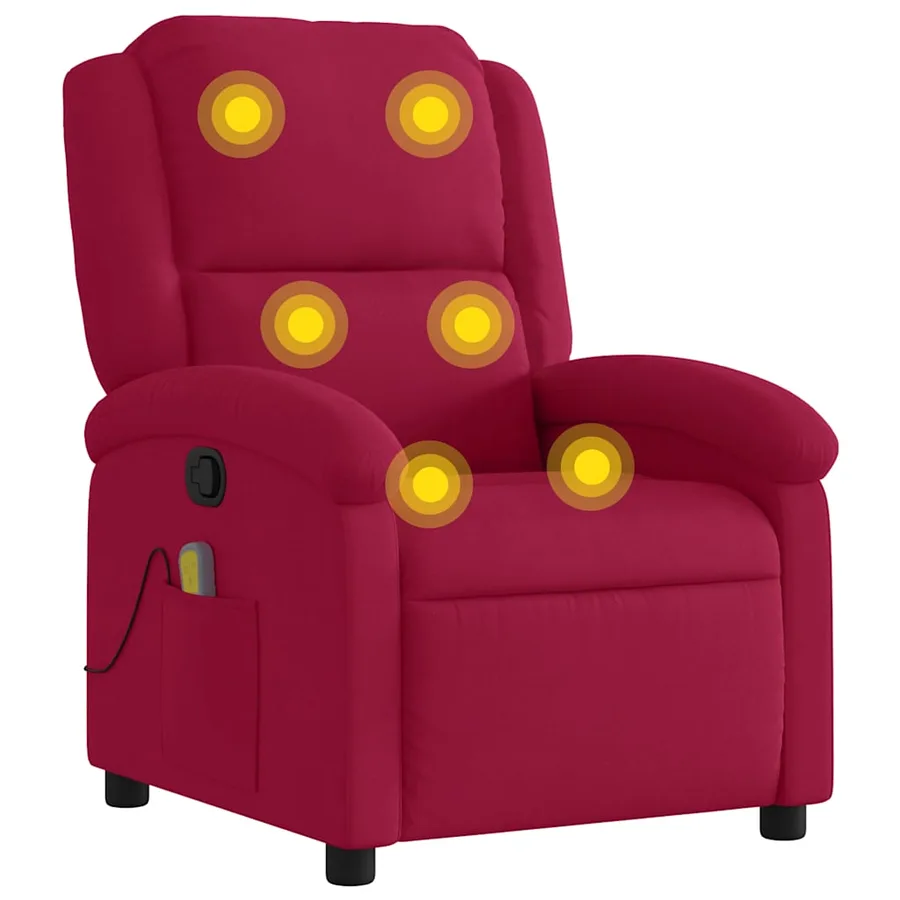 Fauteuil de massage inclinable rouge bordeaux velours - 6