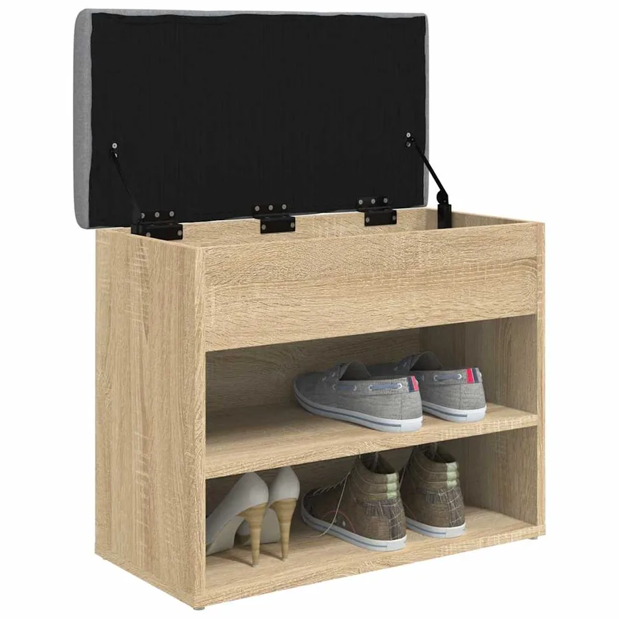 Banc à chaussures chêne sonoma 62x32x50 cm bois d'ingénierie - 4