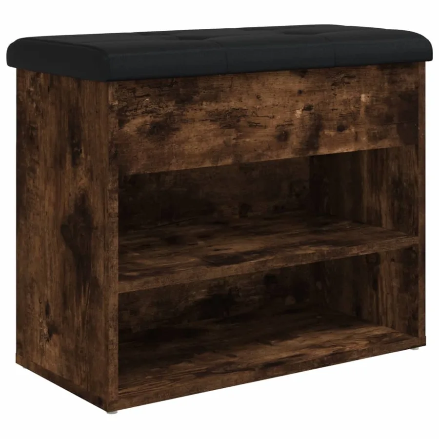 Banc à chaussures chêne fumé 62x32x50 cm bois d'ingénierie - 2