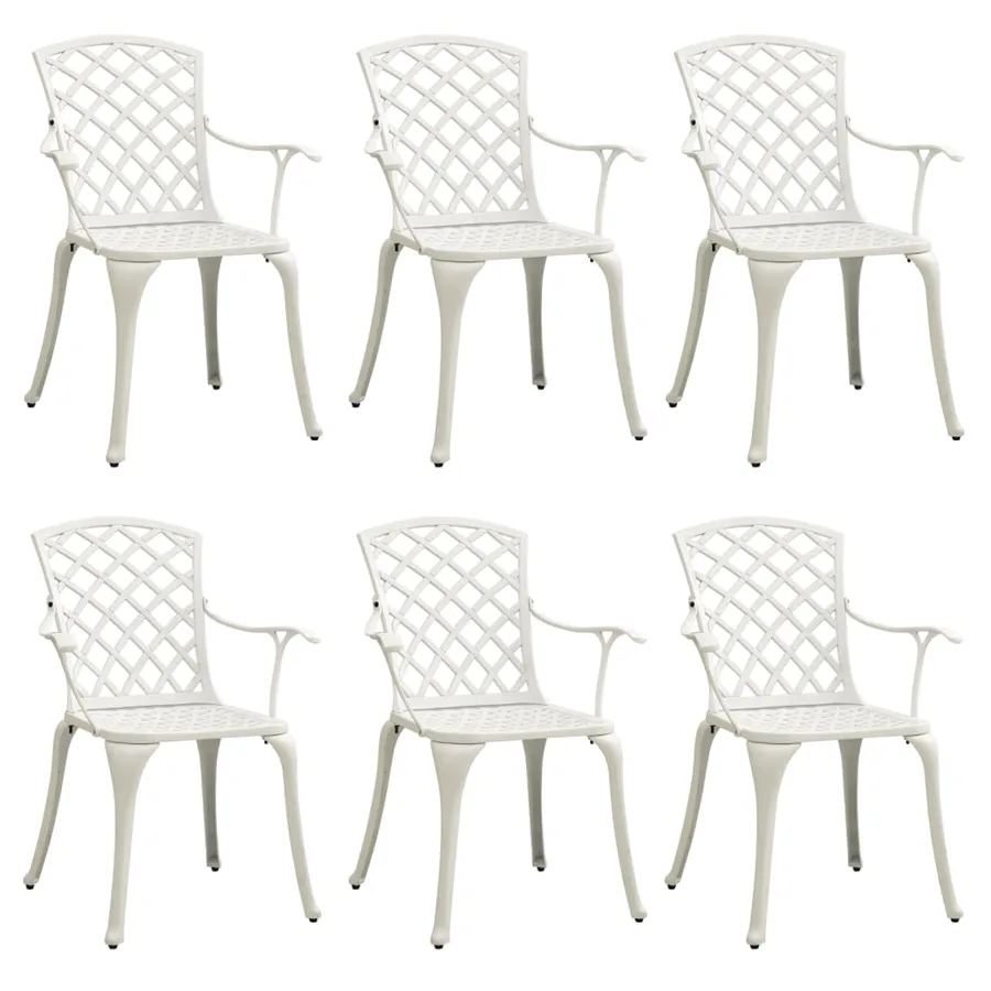 Chaises de jardin lot de 6 fonte d'aluminium blanc - 2