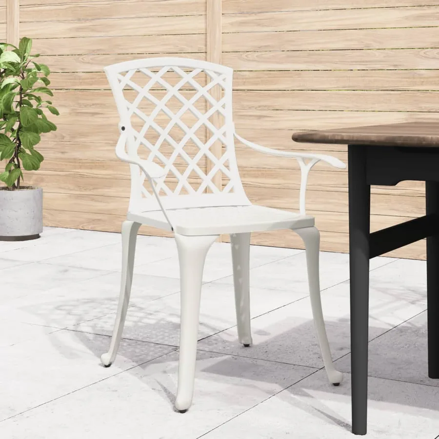 Chaises de jardin lot de 6 fonte d'aluminium blanc - 3