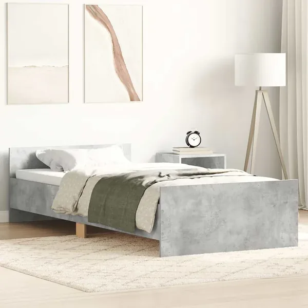 Cadre de lit sans matelas gris béton 90x190 cm