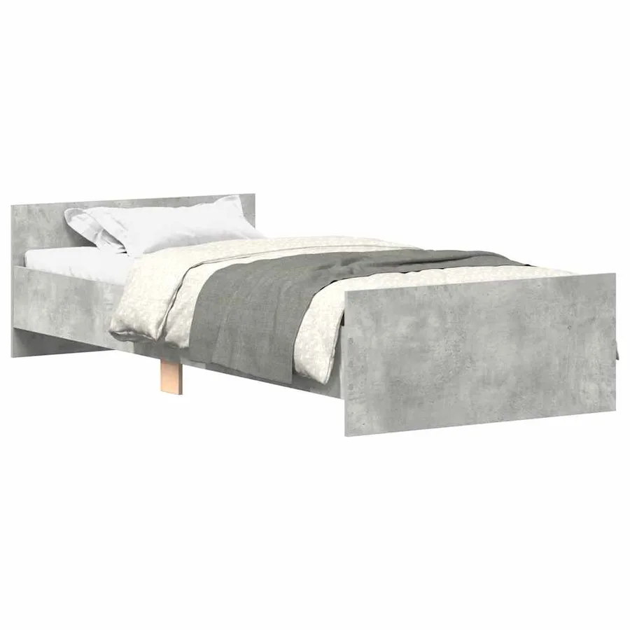 Cadre de lit sans matelas gris béton 90x190 cm - 2